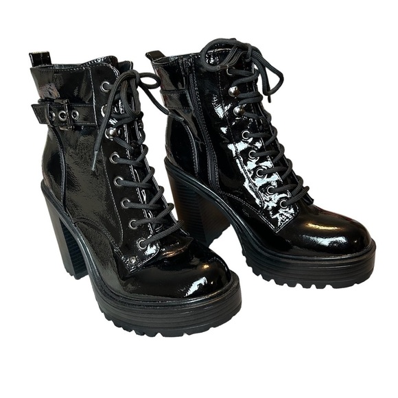 GBG Los Angeles Sammie Black Lace Up High Heeled Platform Boot Sz.8 - Picture 12 of 12